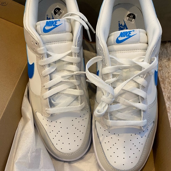 Nike Dunk Low Retro White and Blue Athletic Shoes main image 4